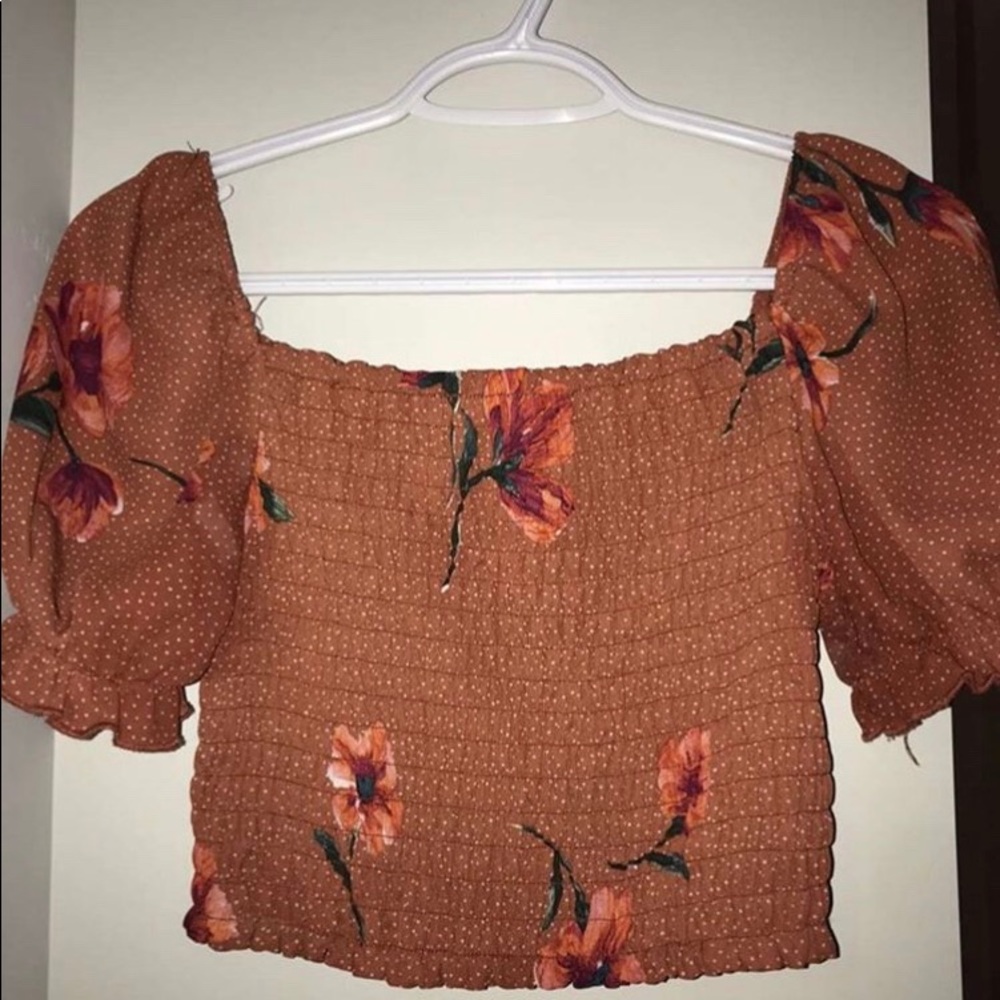 Orange floral crop top